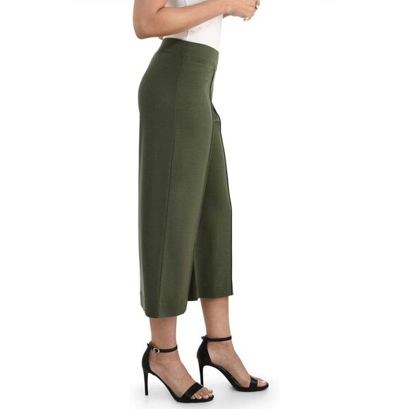Seek No Further Womens Wide Leg Cropped Ponte Pants High Rise Stretch Green NWT - Picture 2 of 11